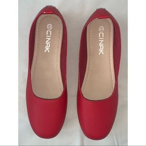 NWOT Red Ballet Flats